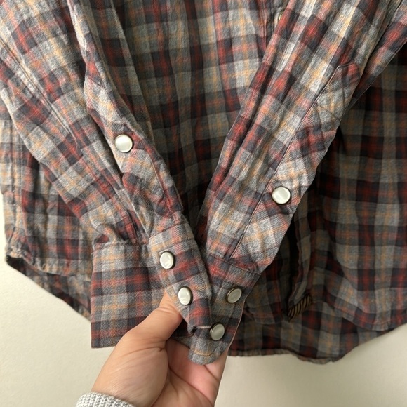 Billy Reid Men's Red Pearl Snap Plaid Western Button Down Size Large - Picture 3 of 7